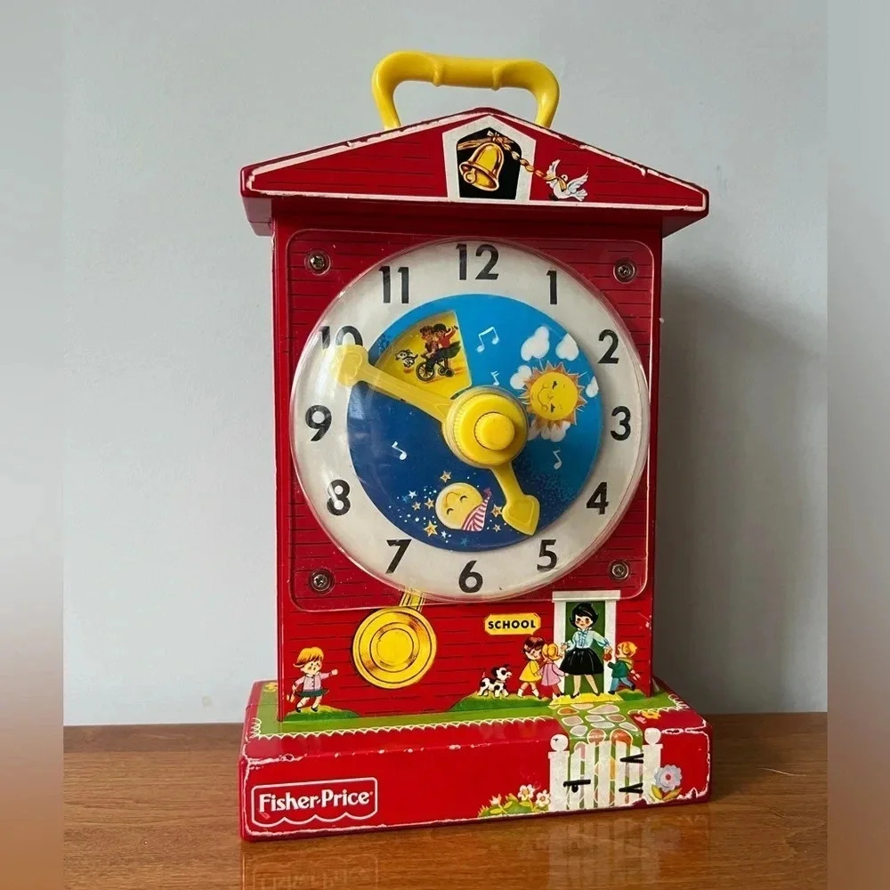 Vintage Fisher Price Musical  Teaching Clock Toy